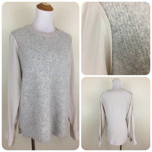 SOH Long Sleeve Taupe Gray Knit Cashmere Silk Blend Mix Media Sweater & Shirt